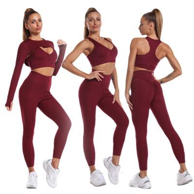 China Breathable yoga set 2022 seamless yoga leggings sports bra workout clothes high waist yoga pants 2 pieces for sale