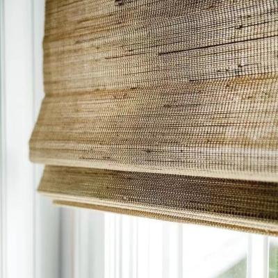 China Bead Rope Control Blackout Natural Fabric Bohemian Manual Roman Roller Shades Can Be Customized Size for sale