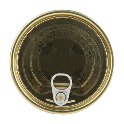 China Non Spill Maker 300 73mm Round Full Tin Can Cap For Tomato , Easy Open Meat Peel End Tin Can Lid for sale