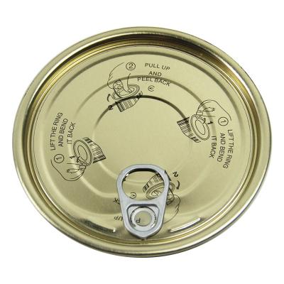 China Non Spill Antirust OEM Shantou EOE Tin Easy Open Ends For Tin Can Cover For Tuna TFS Gold 401 Function Gold Easy Open Lids For Can for sale