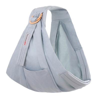 China Safe Custom Logo Light Gray Pure Color Soft Sling Cotton Ergonomic Baby Carrier for sale