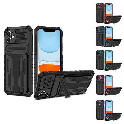 China Shockproof Shockproof Mobile Cover With Card Slot Kickstand Case For iPhone 13 13 pro 12 11 Wallet Phone Case for sale