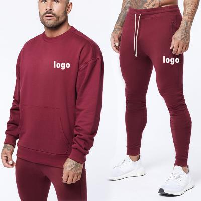 China Breathable Workout Tracksuit 2 Piece Sweatsuit Set With Pockets Long Sleeve Pullover Sweatshirt And Set Sweatpants For Men for sale