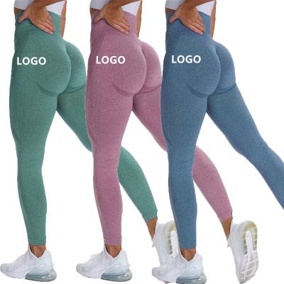 China Anti-Wrinkle Smile Cutout Proof Yoga Squat Pants High Waist Women Seamless Yoga Leggings Sin Costuras Workout Tights Leggings for sale