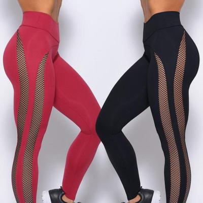 China High Top Selling Waist Breathable Mesh Gym Fitness Leggings Hollow Out Athletics Sports Use Yoga Pants NO SEE THROUGH Workout Gaiters for sale