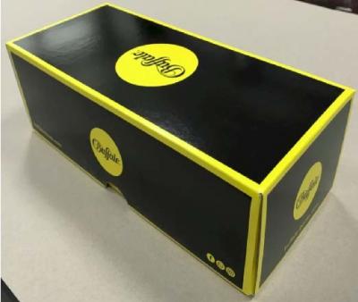 China Lid And Base Cardboard Shoe Boxes Black Yellow Easy To Disassemble Customized for sale