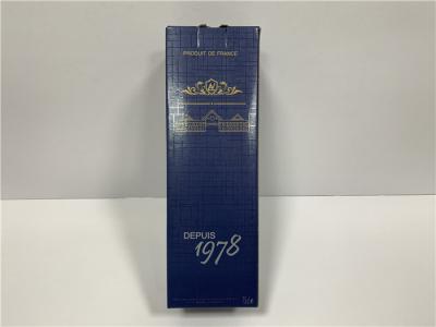 China Tall Liquor Bottle Shipping Boxes , Dark Blue Individual Wine Boxes Glossy Varnish for sale