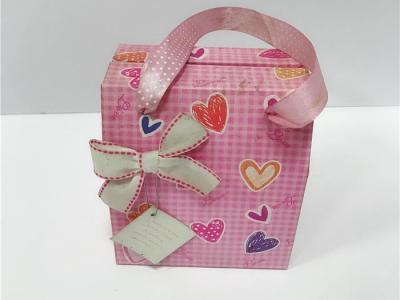 China Ribbon / Bow Cardboard Storage Box , Pink Custom Cardboard Boxes With Handle for sale