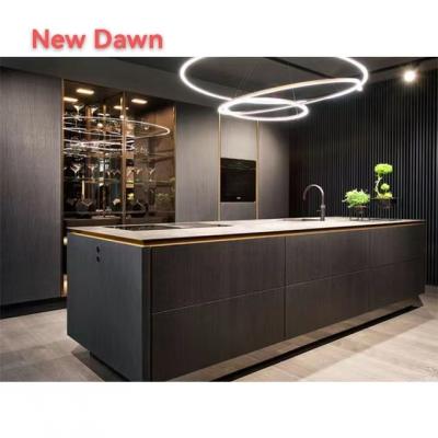 China Modern discontinued luxury kitchen design, black lacquer sideboard with high storage for sale