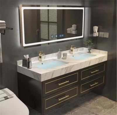 China Modern Factory Directly Sell Modern Mirror Vanity Furniture Wood Bathroom Cabinet With Sink for sale