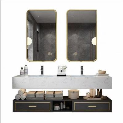 China 2022 Hot Sale Modern High End Bathroom Vanity Wall Mounted Bathroom Cabinet With Marble Vanity Top for sale