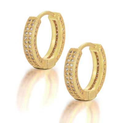 China 2020 LUOXIN FASHIONABLE Designer Gold Plated Women Brass Zirconia Hiphop Men Circle Stud Earrings for sale