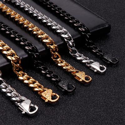 China LUOXIN Hip-Hop Rap Hip-hop Steel Cuban Necklace Trendy Personality Gold Titanium Accessories For Men for sale