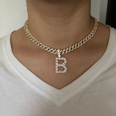 China FASHIONABLE Wholesale Pop Jewelry LUOXIN Hip Chain Choker Initial Letter Cuban Pendant Necklace for sale