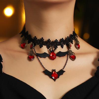 China LUOXIN Factory Sale Retro FASHIONABLE Animal Vampire Lace Scarf Victorian Halloween Necklace for sale