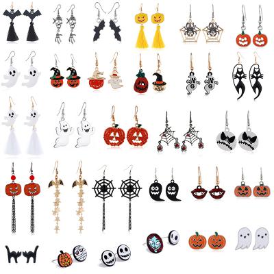 China LUOXIN New Fashion Halloween Jewelry Romantic Drop Dangle Pumpkin Earrings Bat Spider Funny Halloween Earrings for sale