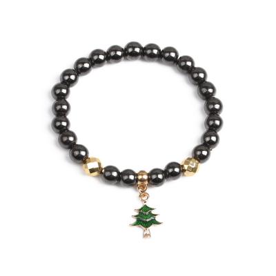 China Wholesale Adjustable Natural Black FASHIONABLE Santa Claus Christmas Stone Bracelet from LUIOXIN for sale