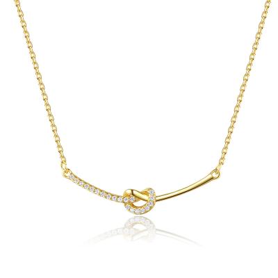 China LUOXIN TRENDY Wholesale 925 Sterling Silver Jewelry 14K Gold Plated Shiny Zircon Infinity Silver Necklace For Women for sale