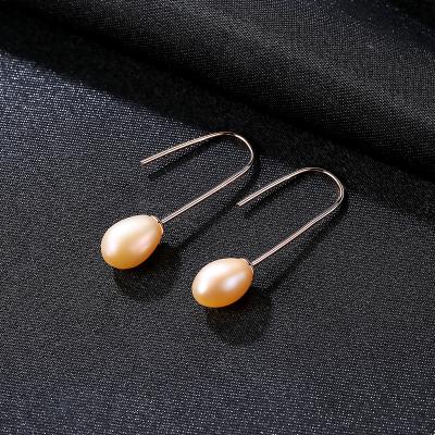 China LUOXIN FASHIONABLE Fashion 925 Sterling Silver Jewelry Freshwater Pearl Hook Earrings For Women for sale