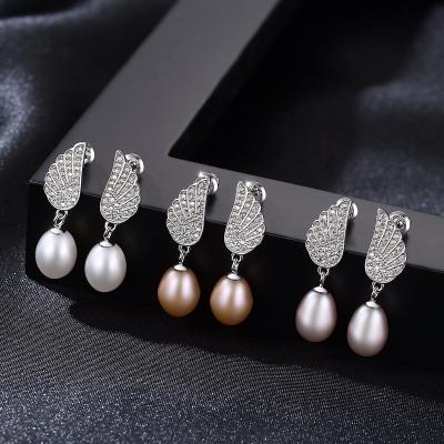 China Wholesale 925 Sterling Silver FASHIONABLE Wedding CZ Stone LUOXIN Oval Pearl Stud Earring for sale