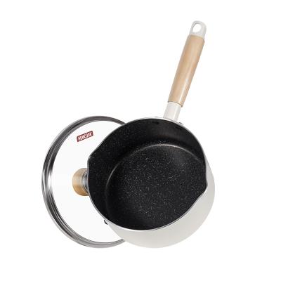 China Sustainable Nonstick Saucepan With Lid-16&18cm Marble Coated Sauce Pan With Pour Spouts, Milk Pan And Pot With Bakelite Handle for sale