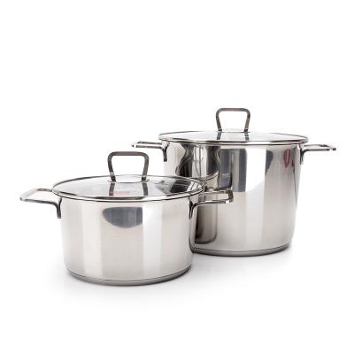 China Sustainable 304 Stainless Steel Silver Mirror Soup Pot Casserole Outdoor Deep Stock Pot Set for sale