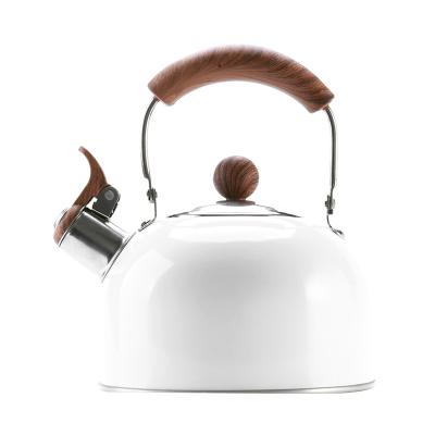 China Sustainable High Quality Heat Resistant Coating 304 Stainless Steel Amazon Water Whistling Tea Kettle With Wooden Handle for sale