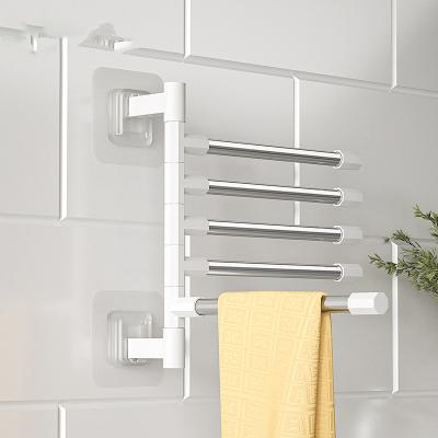 China Multifunctional Creative Wall Mounted Rustproof Rotating Organizer Fashion 180 Degree Rack Towel Shelf Swivel Towel Hanger Rack for sale