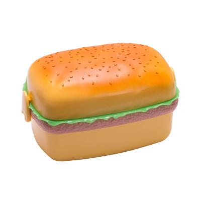 China Heatable Kids Burger Shaped Cute Cartoon Bento Lunch Box For Kids Personalized Lunch Boxes With Cutlery for sale