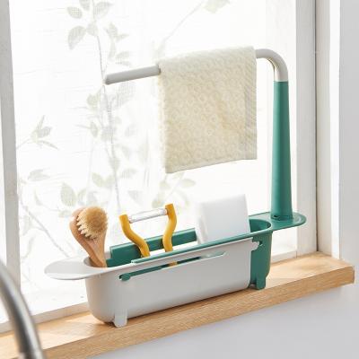 China Expandable Basket Tray Caddy Shelf Drying RackDrain Dish Cart Dish Rack Kitchen Organizer Telescopic Sink Sponge Stand for sale