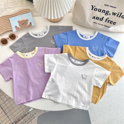 China Summer Anti-Pilling O-Neck Anti-Shrink Cartoon Kids Boys Soft Pullover Tops Pique Bear Print Toddler Slim T-Shirt for sale