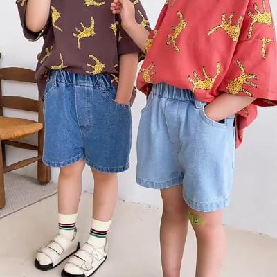 China Neutral casual cotton summer anti-pilling kids jeans denim shorts toddler solid unisex boutique clothing for sale