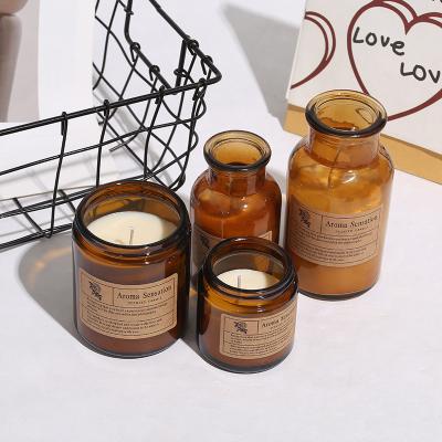 China Home Decoration Best Selling 6.2*6.5cm Smokeless Luxury Scented Candle In Amber Jar For Home Decoration for sale