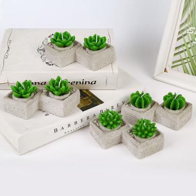 China Home Decoration 2 Pcs Mini Plant Promotional Cute Cactus Paraffins Solid Candles Set Parties Holiday Scented Candles for sale