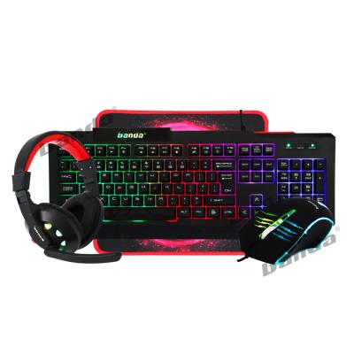 China OEM Waterproof Gaming Set 4 in 1 Keyboard Mouse Headset RGB Mechanical Mouse Headset Backlit Mouse Pad for Gamer for sale