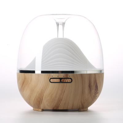 China Remote Control 600ml Household Aromatherapy Heavy Mist Diffusers For Essential Oils With 7 Color Led Night Light Wood Grain Color for sale