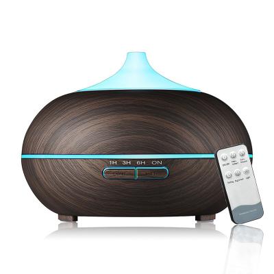 China Remote Control and 7 Colors Led Aromatherapy Air Humidifier 550ml Home Ultrasonic Wood Grain Diffuser Essential Oil Diffuser Remote Control Light Mist Maker for sale