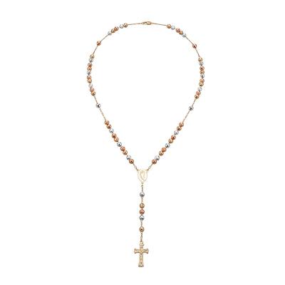 China Wholesale Tricolor Virgin Mary Fashion Religious 6mm Rosary Necklace For Women for sale