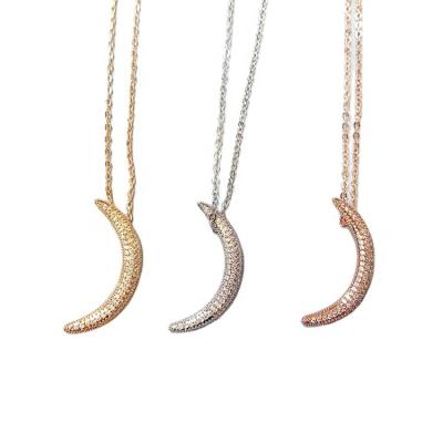 China FASHIONABLE New Design 2022 Zircon Diamond Super Shining Full Moon Pendant All Copper Female Necklace for sale