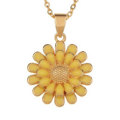 China Not Allergy Tide Style Drop Oil Flower Pendant Creative Hot Selling 14K Gold Simple Necklace For Women for sale