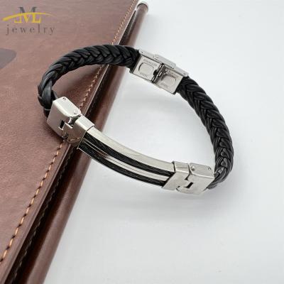 China JML Direct Selling FASHIONABLE Men's Factory 316L Stainless Steel Silicone Bracelet Vintage Braided Bracelet Shape Stainless Steel Jewelry for sale