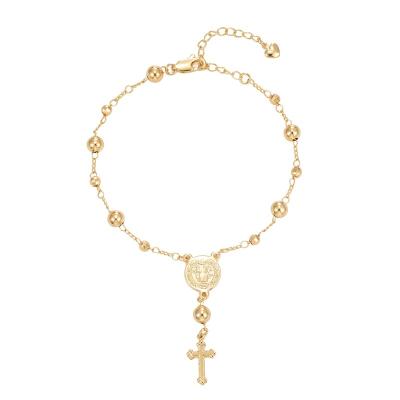 China Beaded Rosary Christian Style Religious Wholesale Cheap Gold Plated Bangle Bracelet for sale