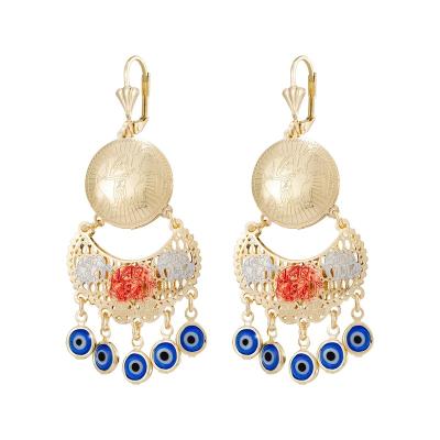 China New Religious Fashion 14K Gold Plated And Tri Color Jewelry Type Female Customer Earrings for sale