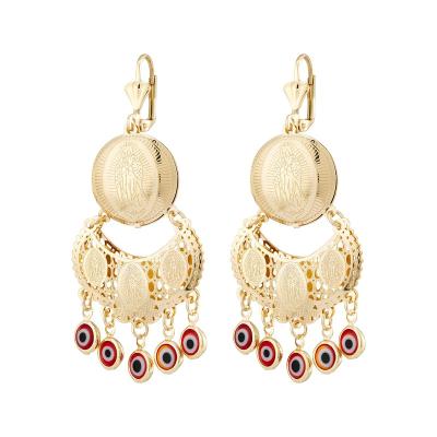 China Religious Elegant 14K Gold Plated Tri Color Jewelry Female Earrings Suitable For Parties for sale