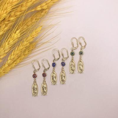 China Environmental friendly high quality 14K gold plated evil eye style statement earrings popular brands for sale