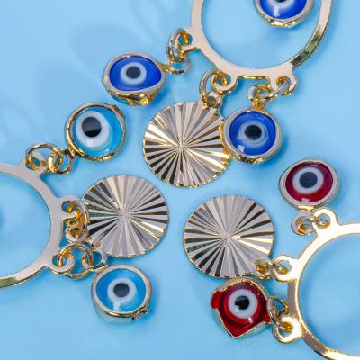 China Fashion TRENDY Jewelry Custom Devils Eye Round Dangle Silver Plated Circle Statement Earrings for sale