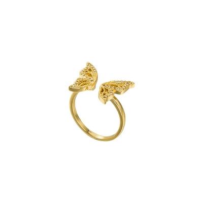 China Hot Selling High Quality Modern Design Zircon 14k Gold Plated High End Sense Butterfly Ring Open Female for sale