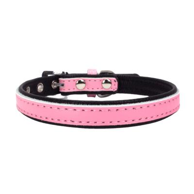 China 420*20mm Distinct Character Desigh Padded Genuine Leather Dog Collar With Black PU Backing for sale