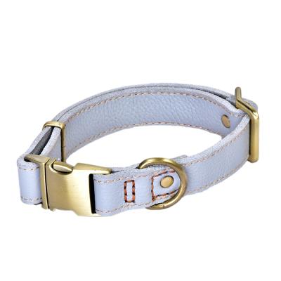 China 500*25mm Viable OEM/ODM Accepted Luxury Genuine Leather Collar For Dogs With Buckle for sale