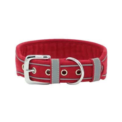 China 2021 Hot Sale 560*50mm Suede Pet Padded Reflective Collar For Dog With Metal Buckle for sale